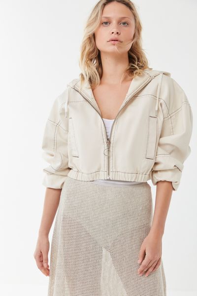 cropped hooded bomber jacket