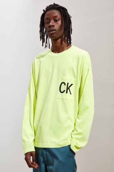 Calvin Klein Logo Neon Long Sleeve Tee | Urban Outfitters