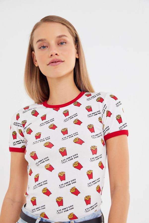 French Fries Allover Print Ringer Tee | Urban Outfitters