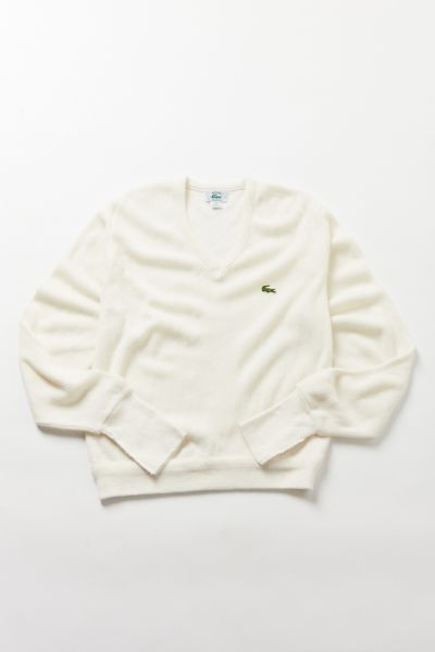 lacoste white v neck sweater