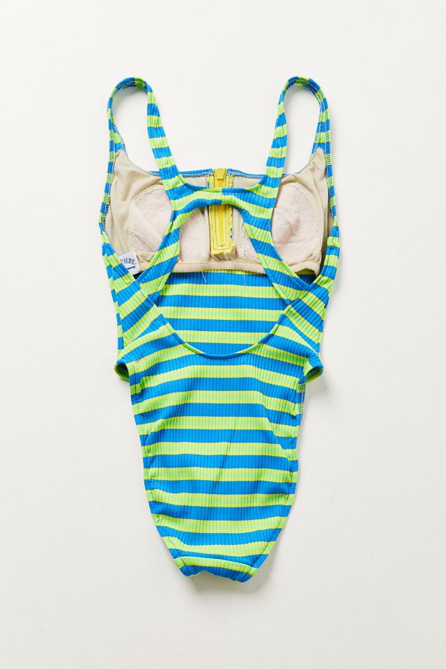 Vintage Neon Zip One Piece Swimsuit Urban Outfitters