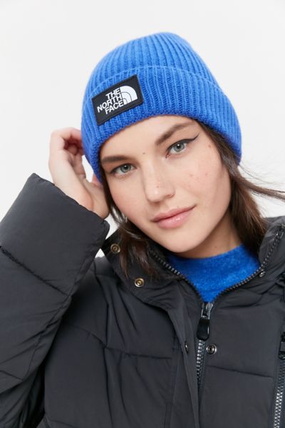 the north face logo box beanie