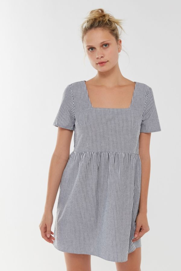 Urban Renewal Remnants Striped Seersucker Babydoll Dress | Urban Outfitters