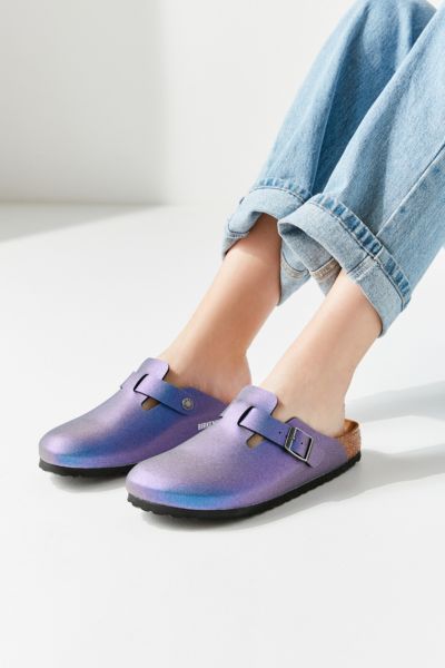 metallic birkenstock clogs