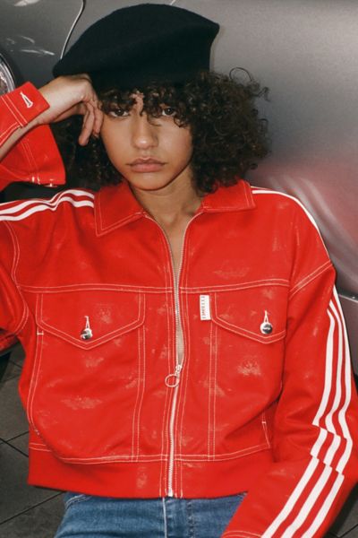 red adidas cropped jacket