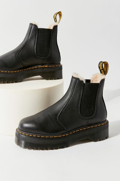 dr martens chelsea boots with fur