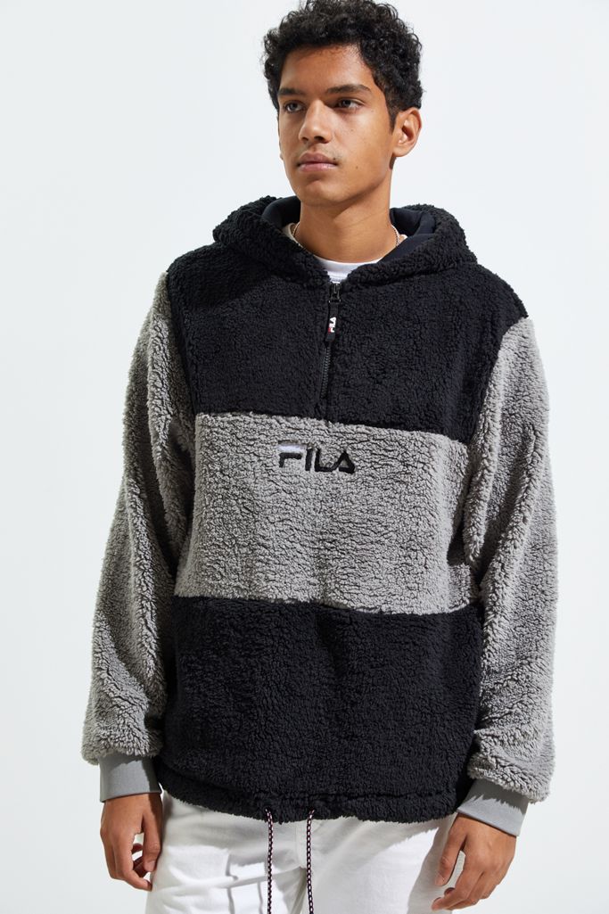 FILA Bruno Sherpa Quarter-Zip Hoodie Sweatshirt | Urban Outfitters