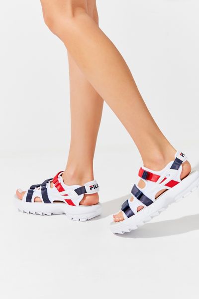 fila disruptor white platform sandal