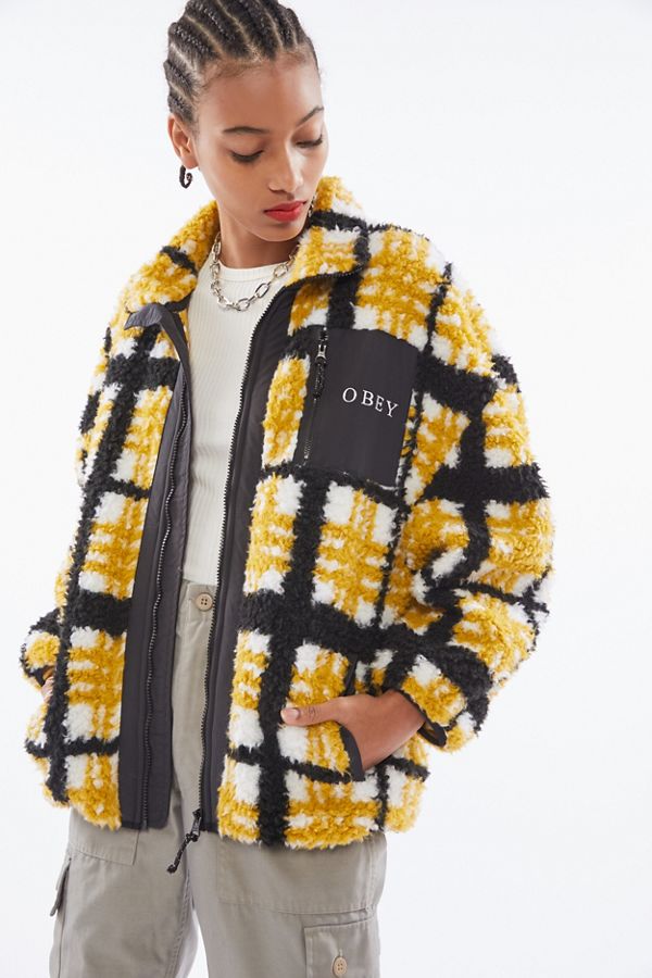 OBEY Hudson Checkered Sherpa Jacket | Urban Outfitters
