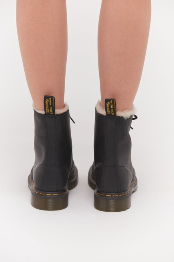 1460 serena leather faux fur lined combat booties