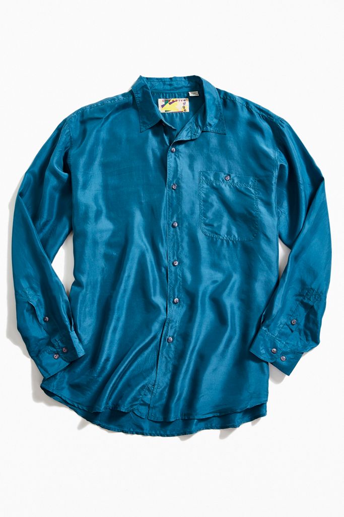 Vintage Sky Silk ButtonDown Shirt Urban Outfitters