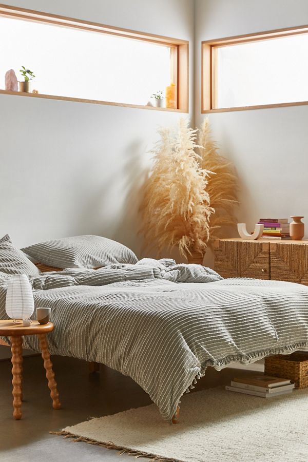Slide View: 1: Derby Textured Jersey Duvet Cover