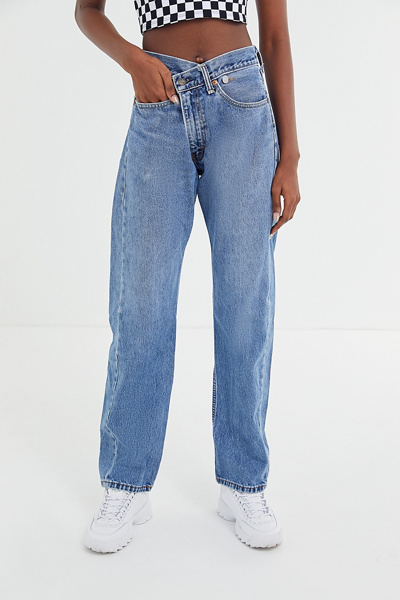 cross button jeans