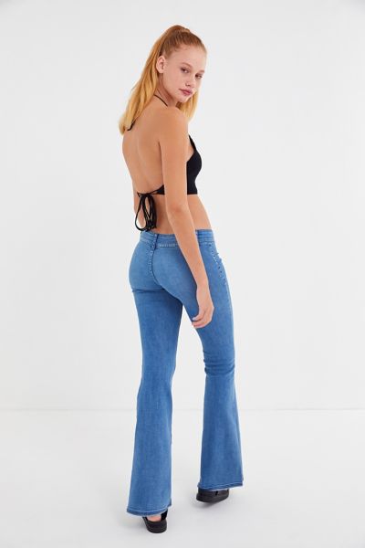 low rise stretch flare jeans