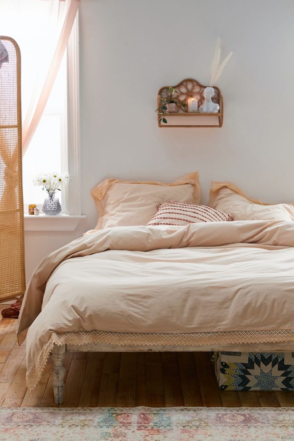 Washed Cotton Crochet Ruffle Duvet Cover Urban Outfitters Canada
