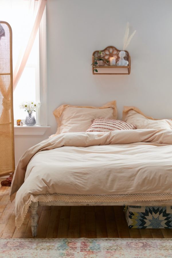 Washed Cotton Crochet Ruffle Duvet Cover Urban Outfitters