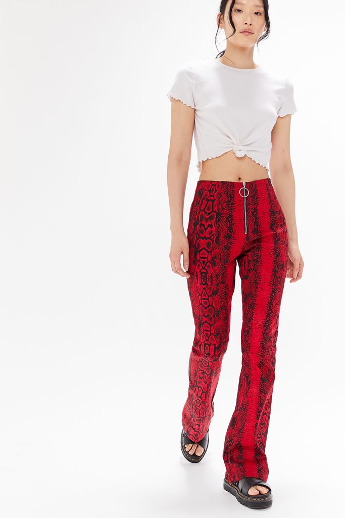 Motel Zolia Snake Print ZipFront Flare Pant Urban Outfitters Canada
