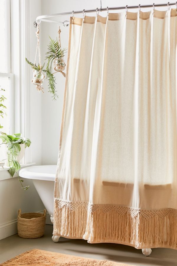 Slide View: 1: Odessa Lattice Trim Shower Curtain