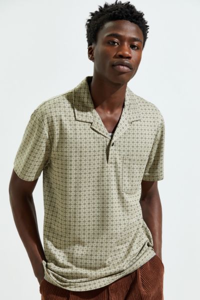 UO Jacquard Camp Collar Polo Shirt | Urban Outfitters Canada