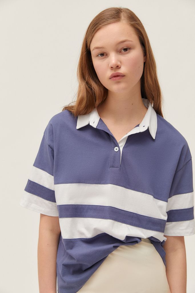 Truly Madly Deeply Oversized Striped Polo Shirt Urban Outfitters