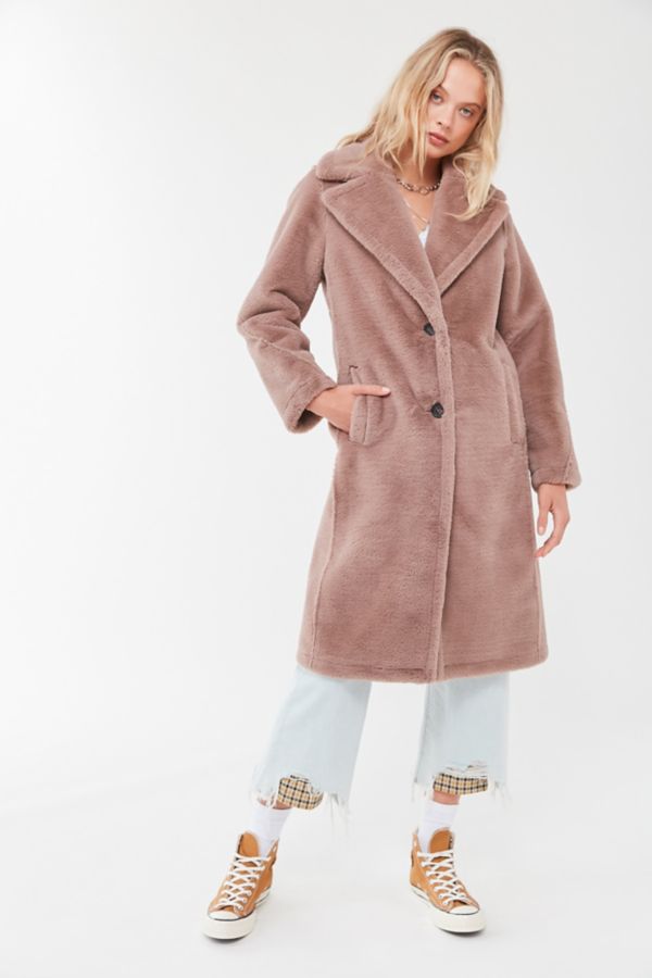 Avec Les Filles Bonded Faux Fur Midi Coat | Urban Outfitters