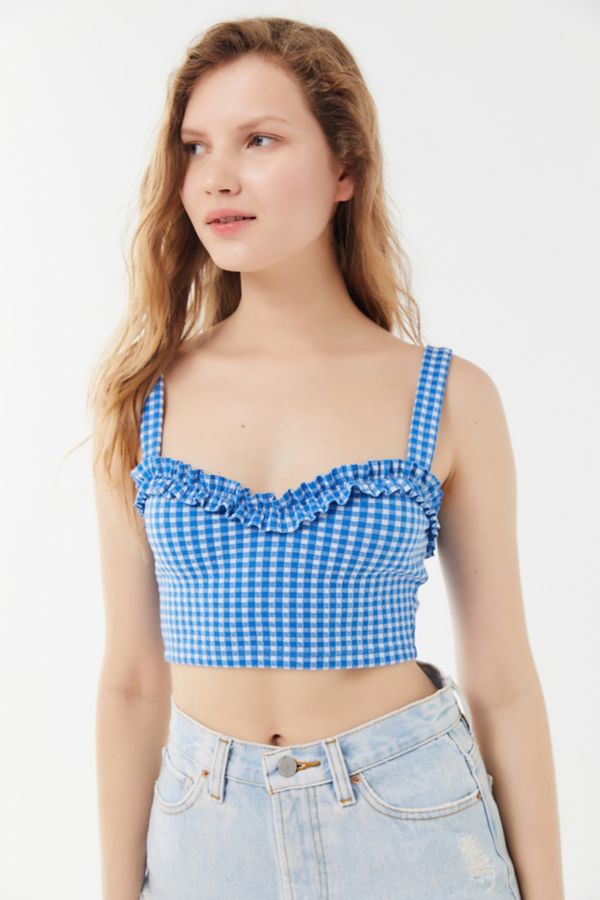 UO Glenda Gingham Cropped Tank Top | Urban Outfitters