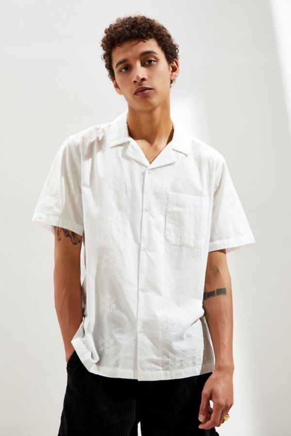 UO Embroidered Eyelet Short Sleeve Button-Down Shirt | Urban Outfitters