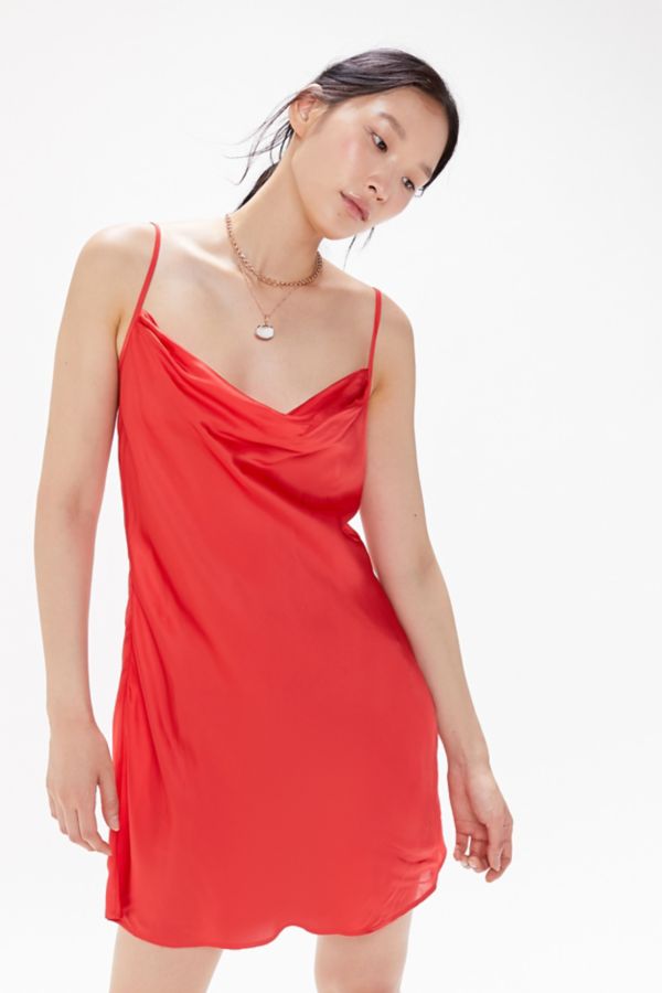 UO Luna Satin Cowl Neck Slip Dress | Urban Outfitters