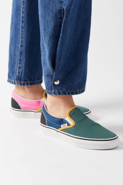 vans slip on color block stripe sneakers