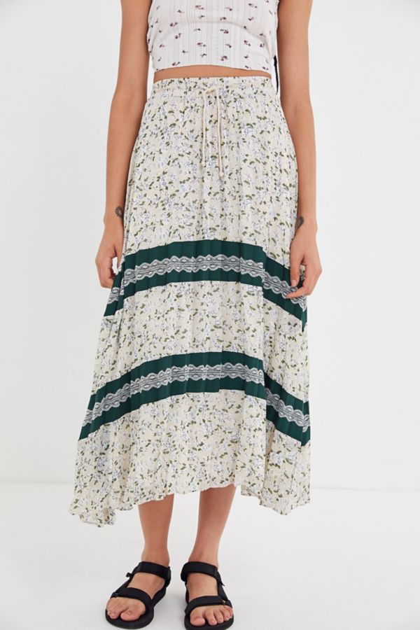 Ghospell Desert Flower Pleated Midi Skirt | Urban Outfitters