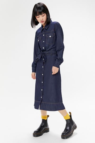 Just Female Tinka Denim Midi Dress | Urban Outfitters
