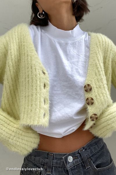 UO Rochelle Fuzzy Cropped Cardigan | Urban Outfitters