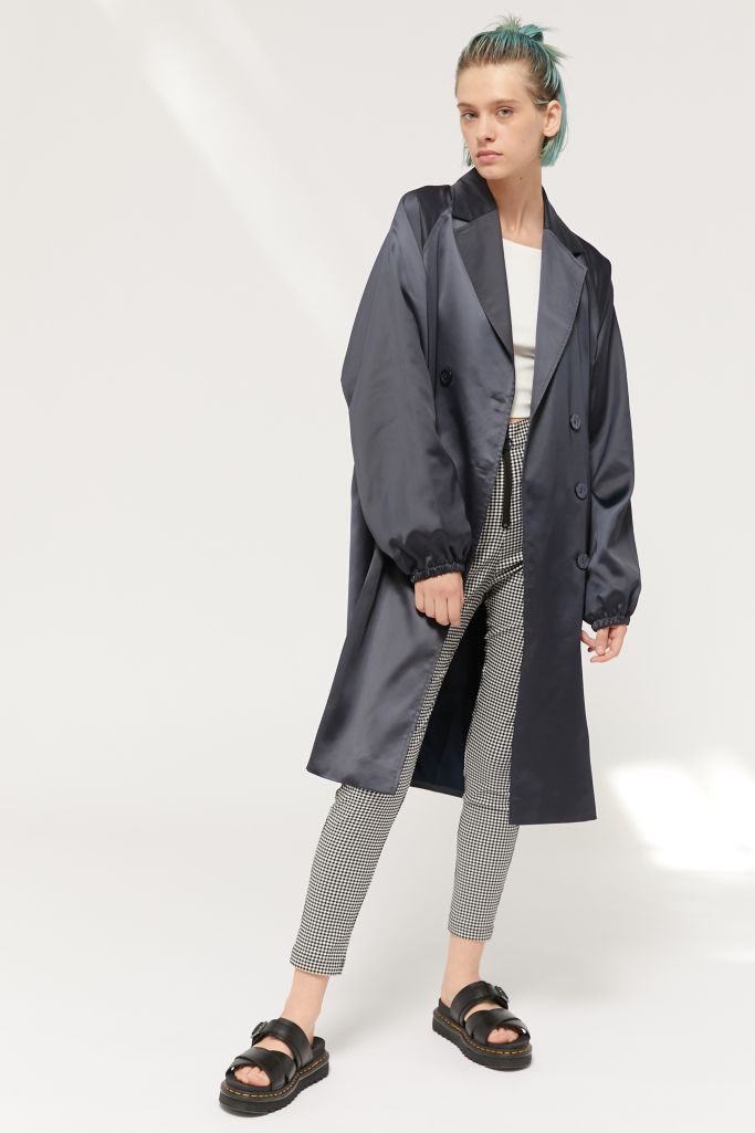 UO Tilda Satin Double-Breasted Trench Coat | Urban Outfitters