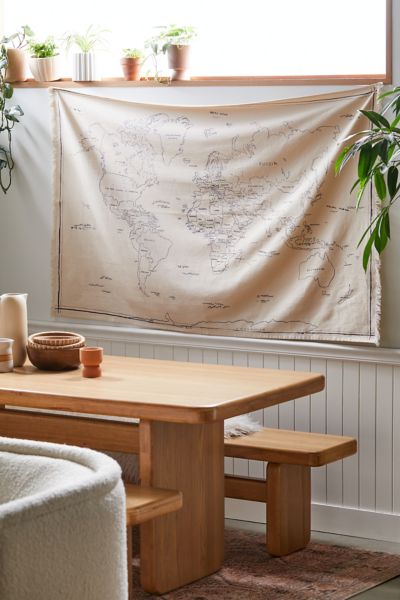 Hand-Drawn World Map Tapestry  Urban Outfitters Canada