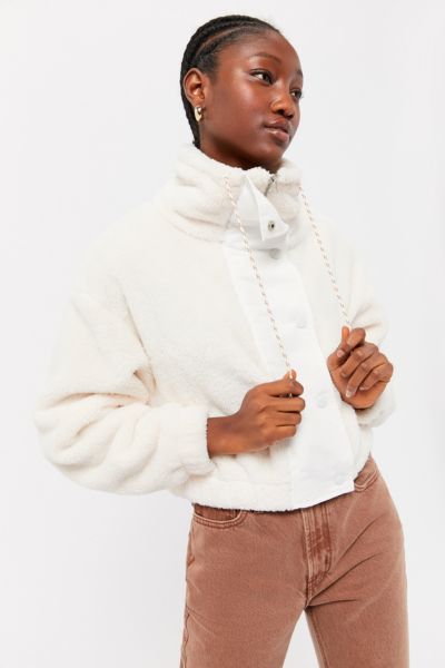 UO Teddy Fleece Cropped Jacket | Urban Outfitters
