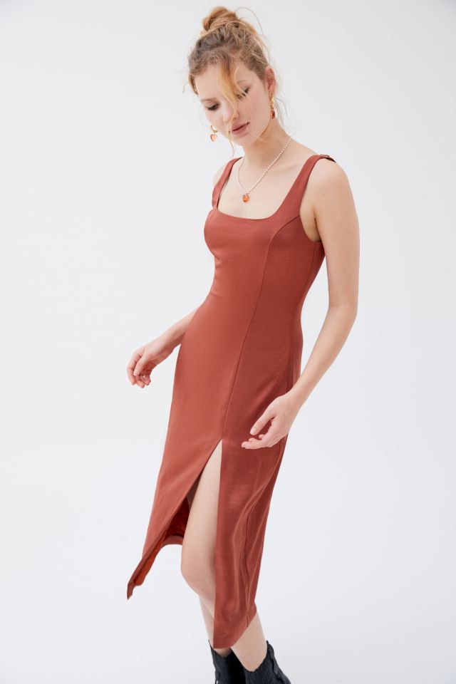 third-form-satin-split-midi-dress-urban-outfitters-canada