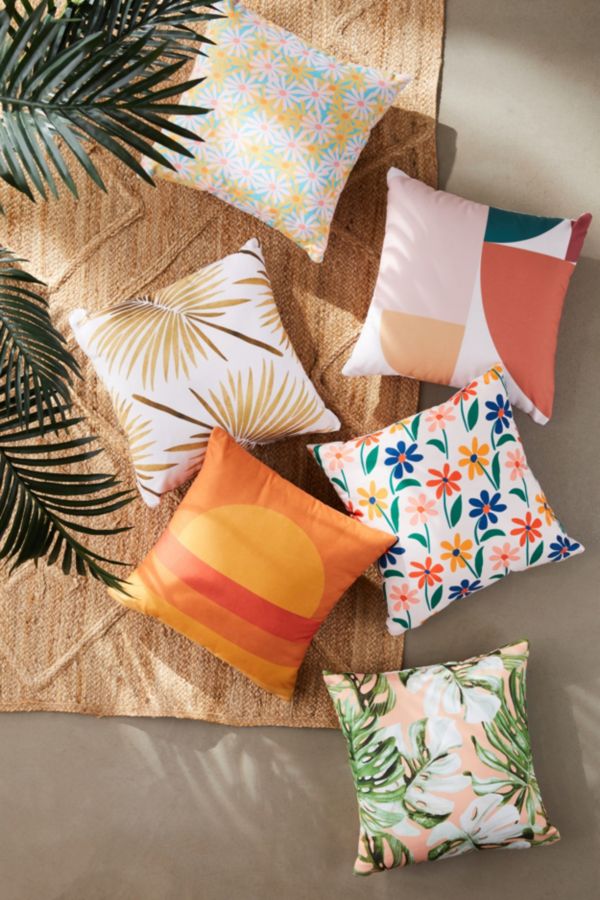 Inez Justine For Deny Retro Sunny Floral Outdoor Throw Pillow