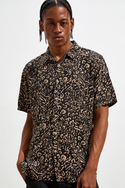 Barney Cools Holiday Leopard Short Sleeve Button-Down Shirt | Urban ...