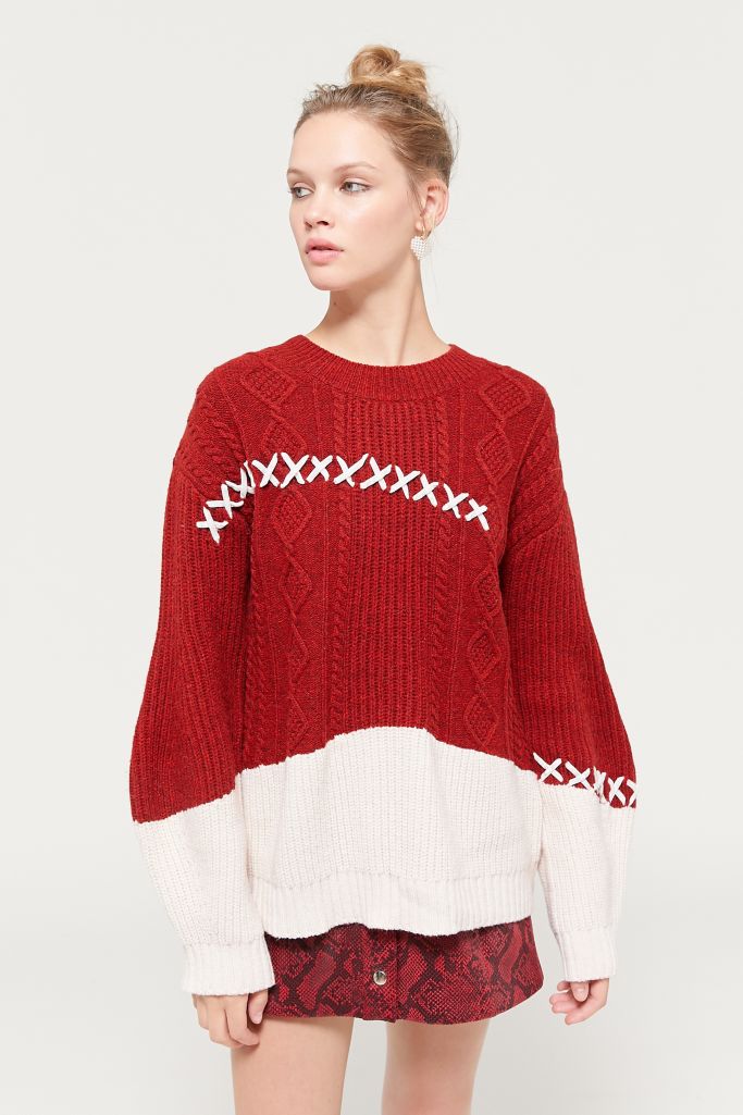 Even Vintage Cable Knit Cross Stitch Sweater | Urban Outfitters