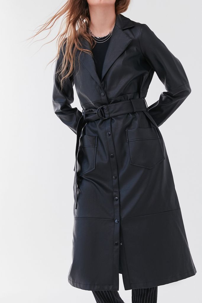 UO Faux Leather Trench Coat Urban Outfitters Canada