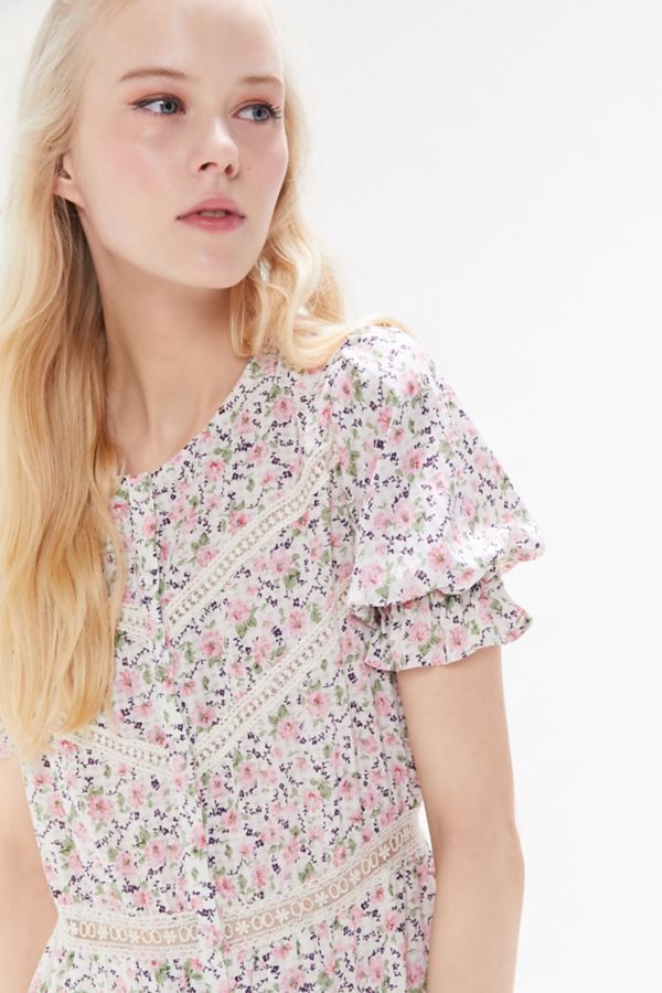 UO Zena Floral Lace Inset Mini Dress | Urban Outfitters Canada