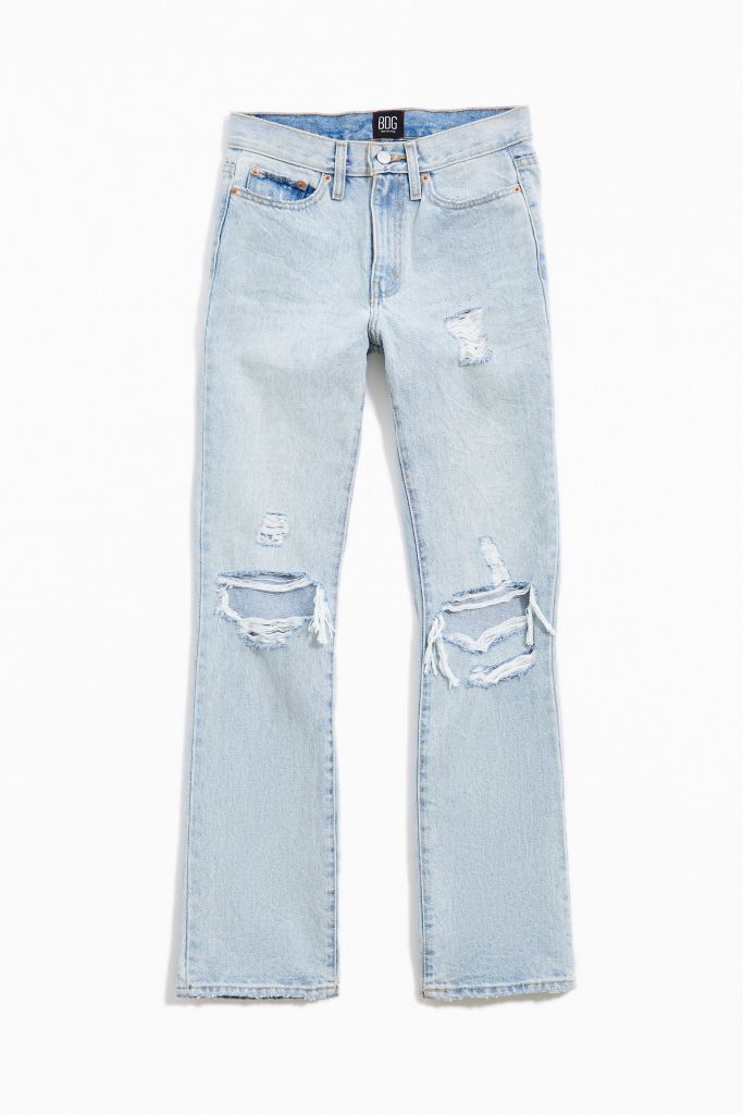 g Mid Rise Bootcut Jean Destroyed Light Wash Urban Outfitters Canada