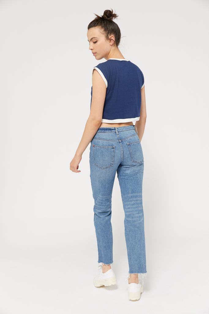 low rise light wash baggy jeans