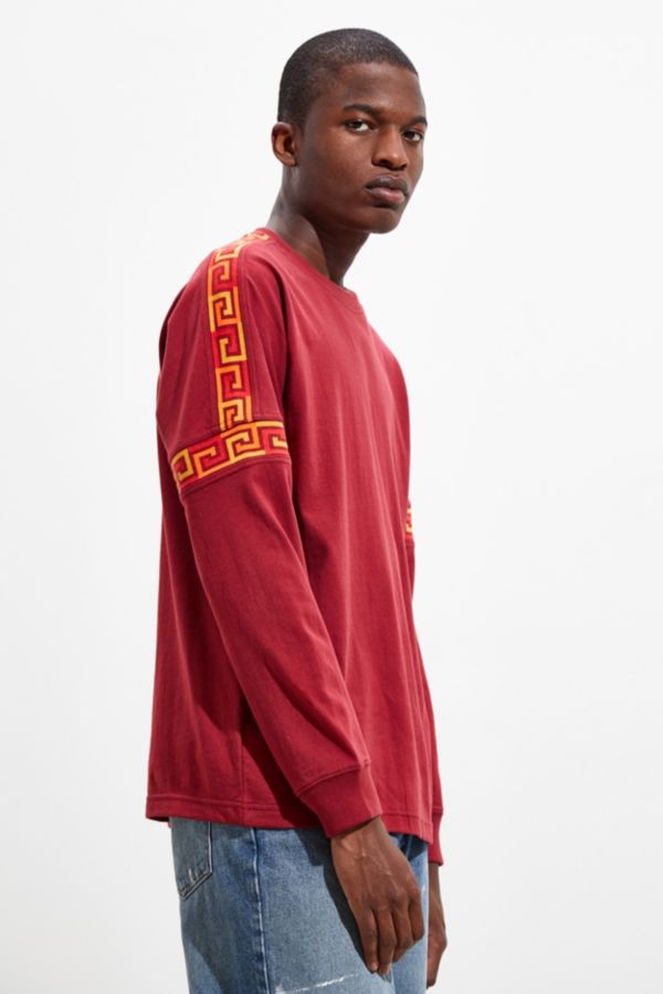UO Drop Shoulder Ribbed Long Sleeve Red Tee | Urban Outfitters