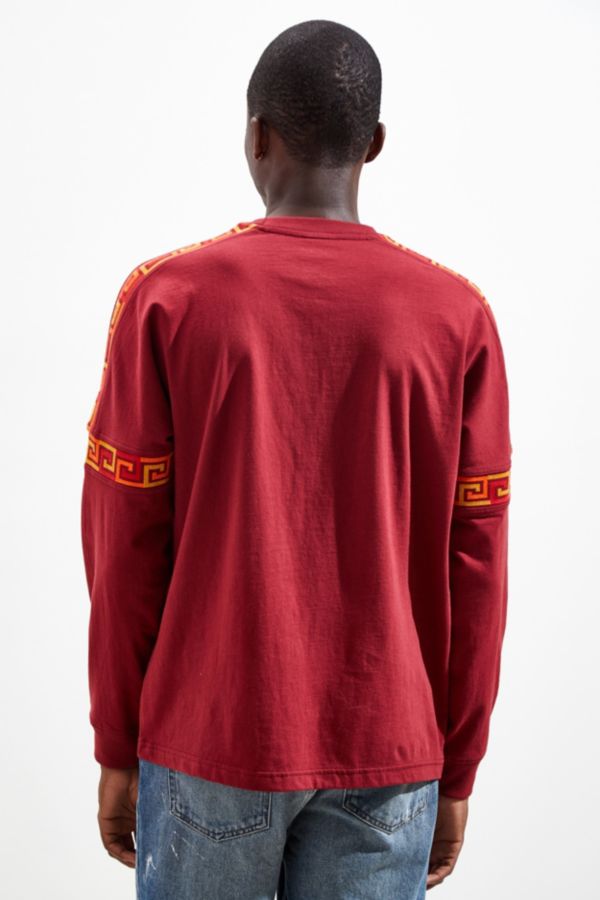 UO Drop Shoulder Ribbed Long Sleeve Red Tee | Urban Outfitters