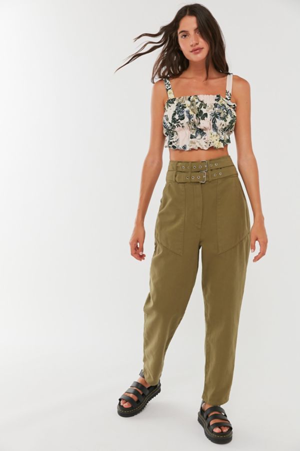 UO Riley Ruffle Tie-Back Cropped Top | Urban Outfitters