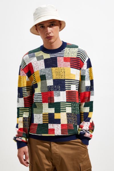 UO Geo Pattern Slub Crew Neck Sweater | Urban Outfitters