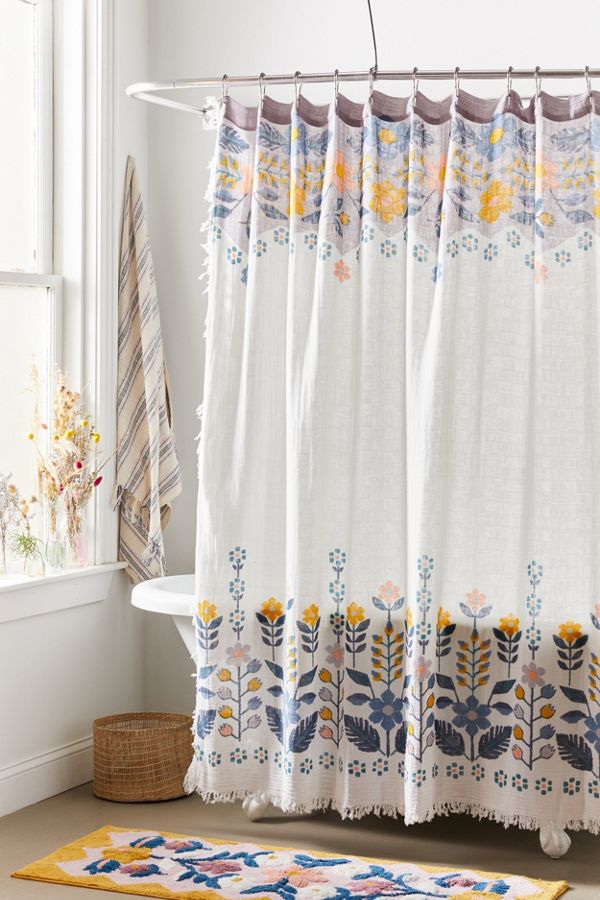 Slide View: 1: Kit Floral Gauze Shower Curtain