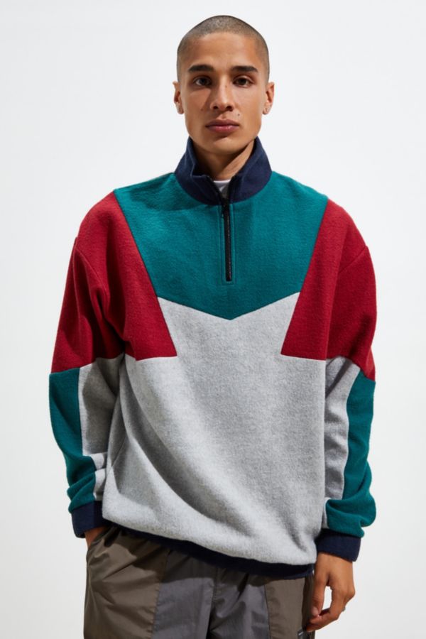 UO Colorblock Quarter-Zip Mock Neck Sweatshirt | Urban Outfitters