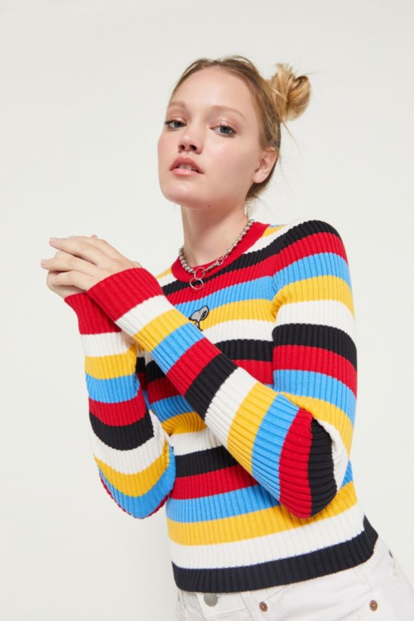 Lazy Oaf X Peanuts Snoopy Striped Sweater Urban Outfitters